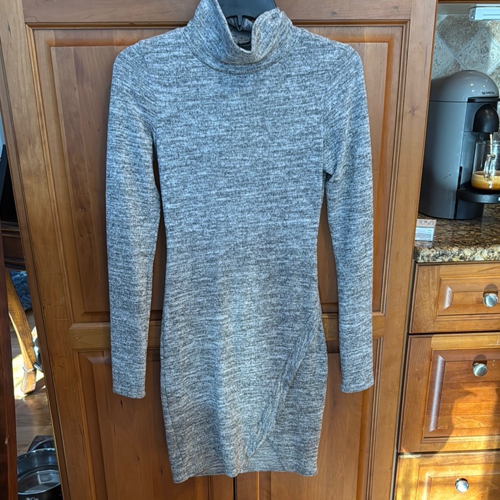 Gray Turtleneck Sweater Dress